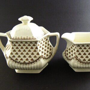 Vintage Wm Adams & Sons Sharon Real English Ironstone Creamer and Sugar Bowl